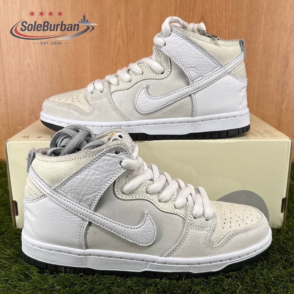 Nike SB Dunk High White White-Black (Wolf Grey) Skate HM5837-100 Men's Size 5